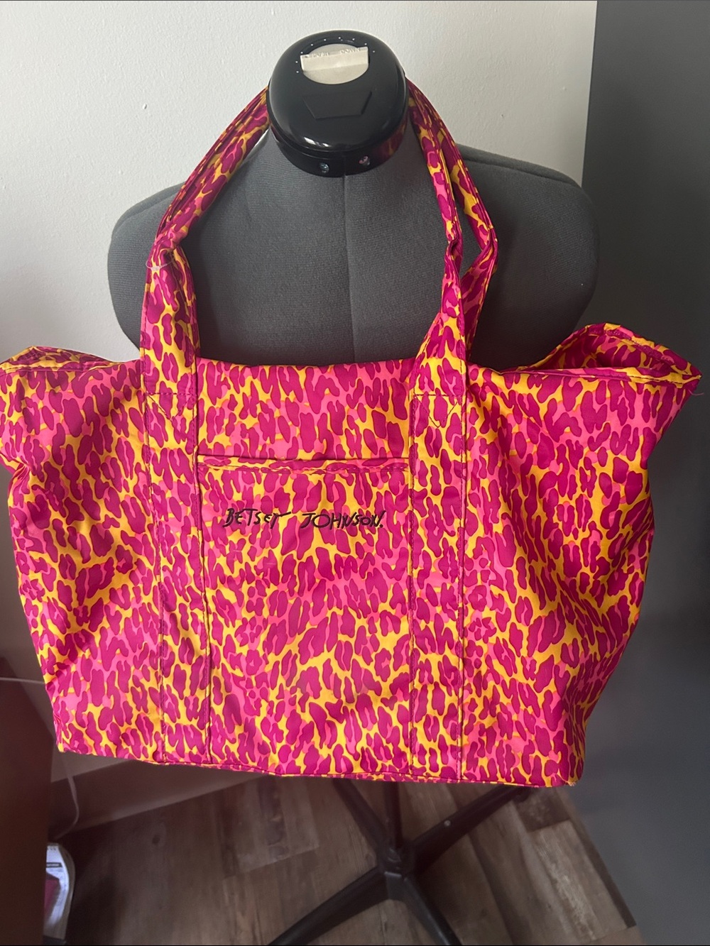 Betsey Johnson Hot Pink & Yellow Leopard-Print Tote